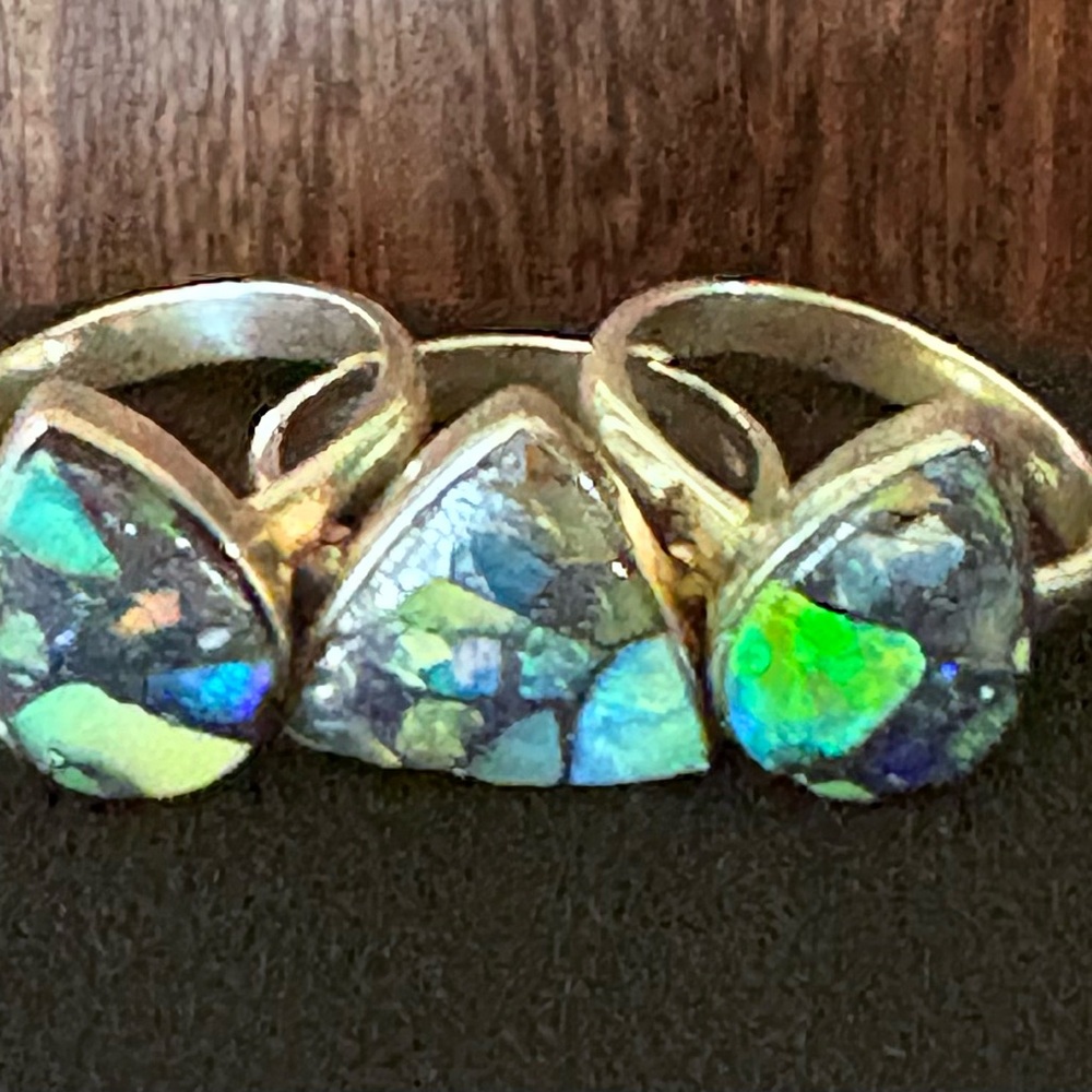 Boulder Opal Rings (3) Sterling Silver 925 - Picture 6 of 7